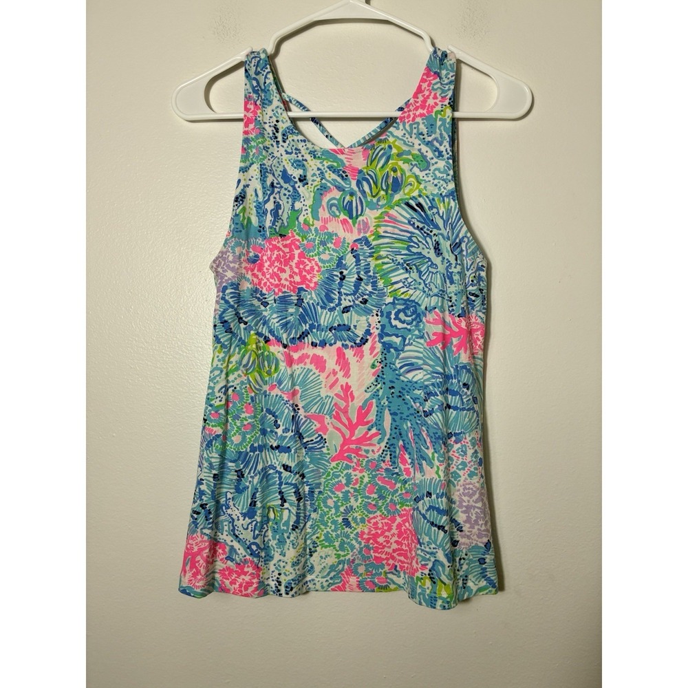 lilly pulitzer Tunic Tank Top Sz Small Pima Cotton Tropical Resortwear